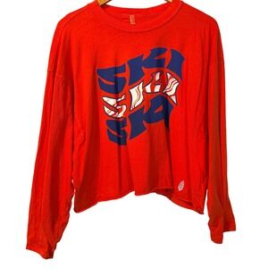 Free People Movement Ski Graphic Long Sleeve Cropped T-Shirt M Winter Boho